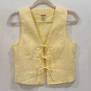 Yellow Sleeveless Tie-Front Top